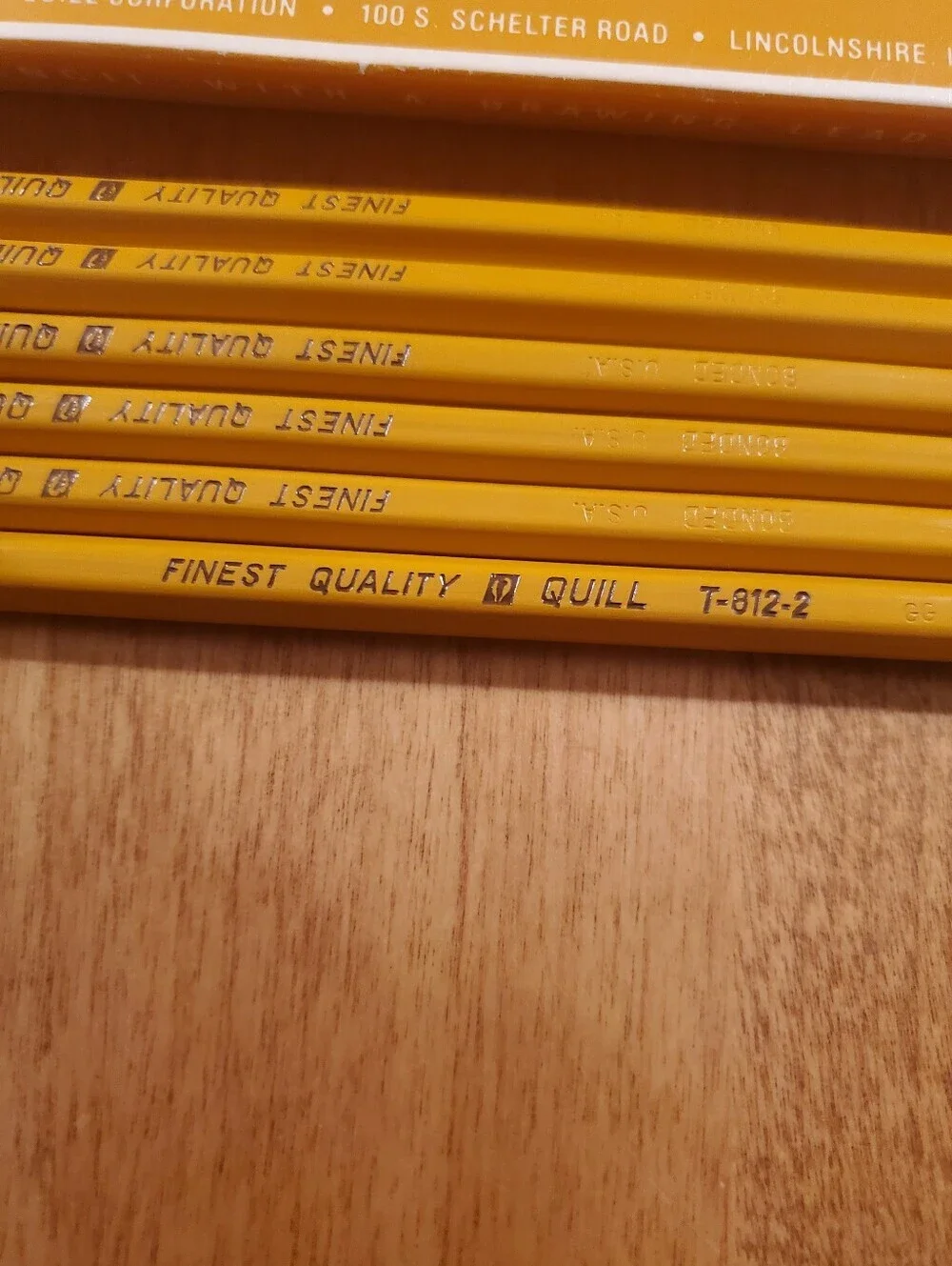 Quill T-812-2 1/2 Yellow Wood Pencil Lot 6 Pencils With Original Box